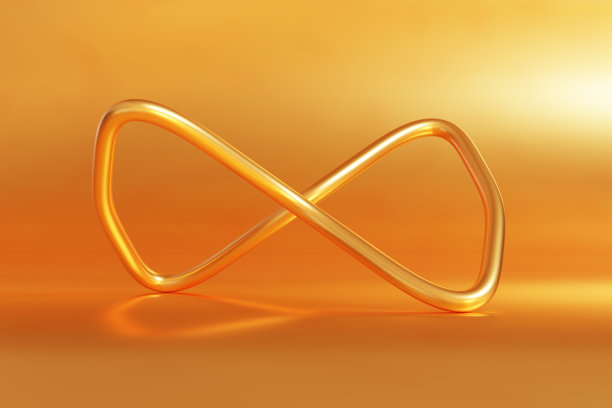 无限符号金色配以质感。3 d渲染插图。图片下载