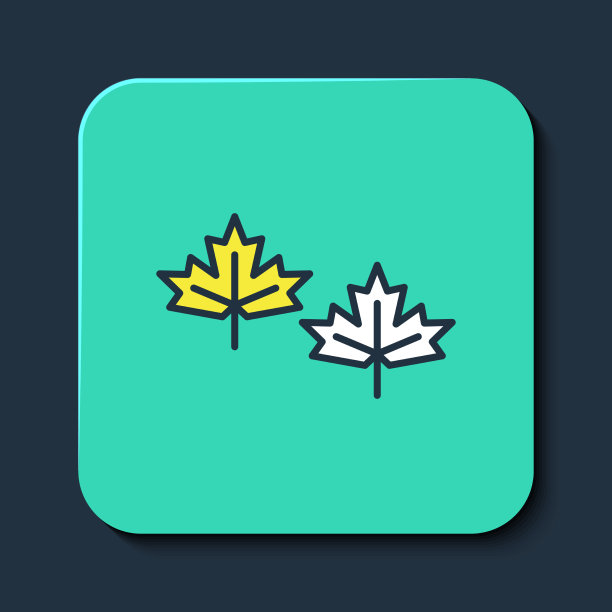 填充轮廓加拿大枫叶图标孤立图片下载