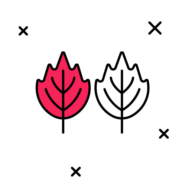 填充轮廓叶图标孤立在白色上图片下载