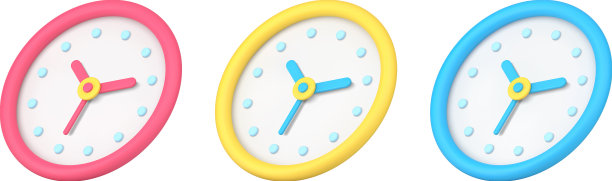 一套明亮的装饰墙手表计时图片下载