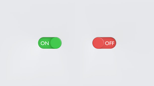 简单的开关按钮在白色背景，3d渲染图片下载