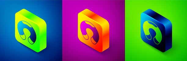 等距旅行颈枕图标在蓝色孤立图片下载