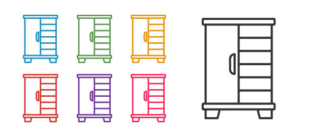 设置线衣柜图标孤立在白色图片下载