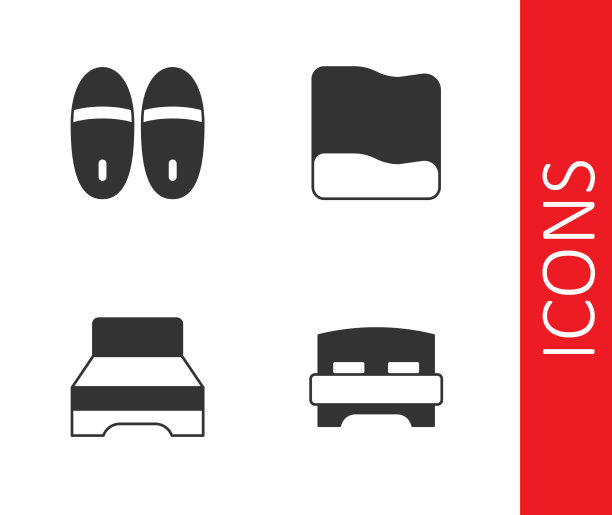 设置大床拖鞋和枕头图标图片下载