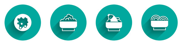 把米饭和鱼和亚洲面条放在碗里图片下载