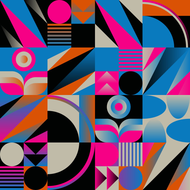 活泼时髦的抽象无缝图案图形与艺术新主题设计元素图片下载