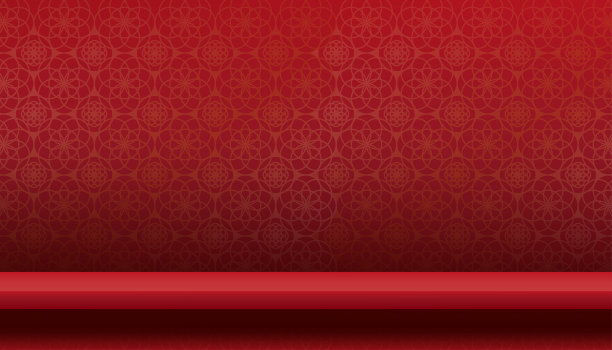 红色背景3d工作室房间的货架上红色的月球墙纸背景，矢量最小设计中秋节与亚洲艺术风格的背景拍摄，产品介绍，中国新年图片下载