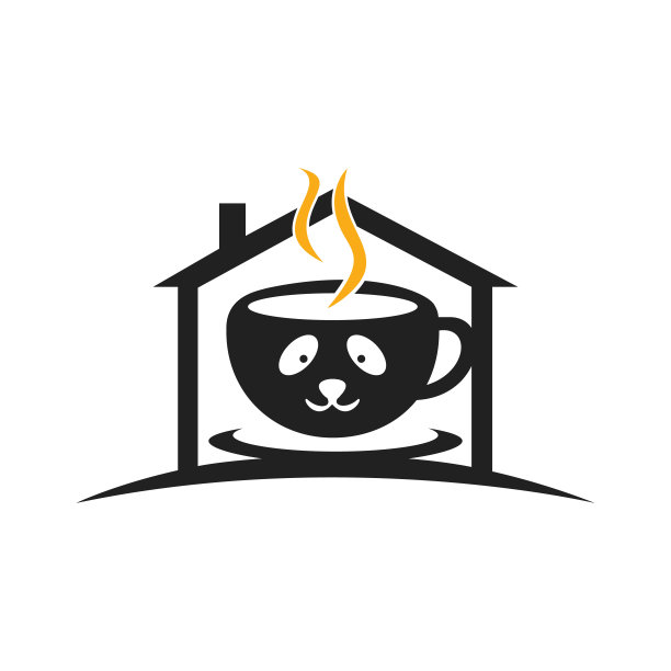 熊猫咖啡矢量标志设计模板。图片下载