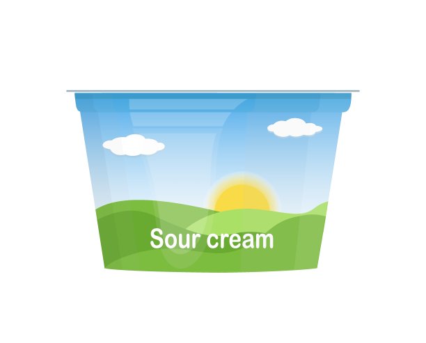 酸奶油，酸奶，软或村舍奶酪塑料或纸板罐容器，包装与农场标签，卡通风格的矢量插图孤立在白色背景图片下载