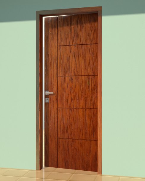 木门模型全固体2A从选定的木材，萨玛林达烤箱坎珀木材，柚木，莫兰蒂烤箱，默鲍乌烤箱，Bengkirai，乌林，在3D插图与照片质量4K和8K或全高清图片下载