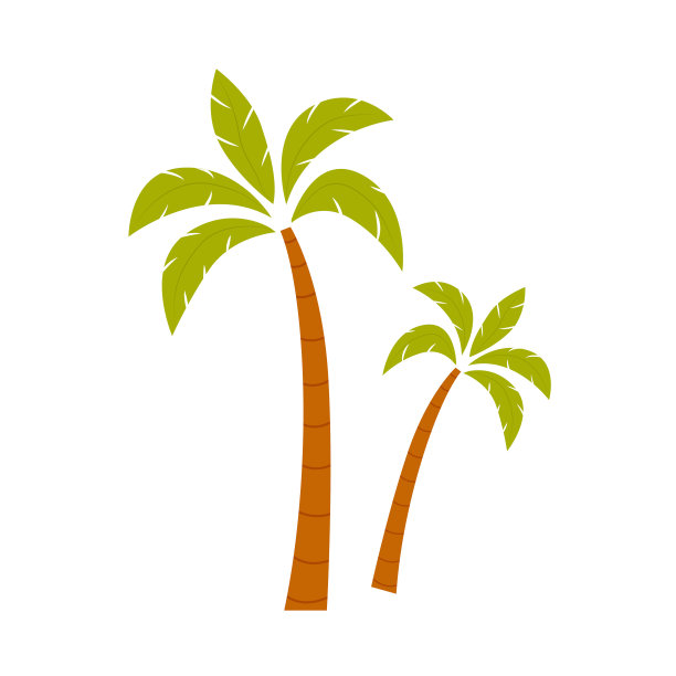 彩色异国情调的棕榈树在孤立的白色背景。矢量插图卡通平面风格。图片下载