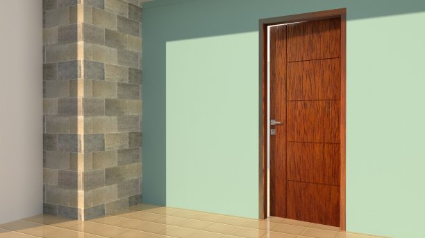 木门模型全固体2从选定的木材，萨玛林达烤箱坎珀木材，柚木，莫兰蒂烤箱，默鲍乌烤箱，Bengkirai，乌林，在3D插图与照片质量4K和8K或全HD图片下载