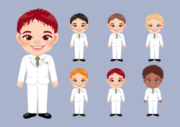 多样化的新郎或婚姻设计概念向量图片下载