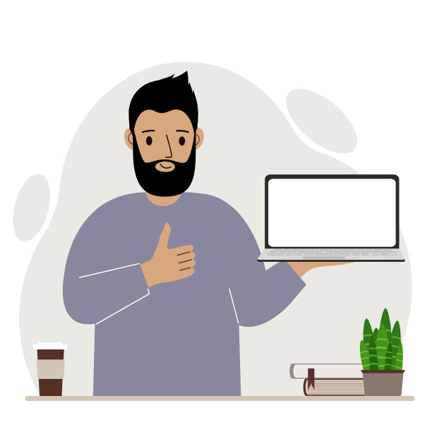 一个男人手里拿着一台笔记本电脑图片下载