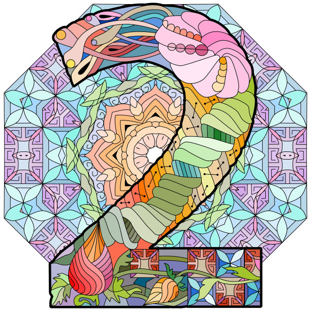 曼荼罗上的2号复古字体。雕刻设计。矢量插图。图片下载