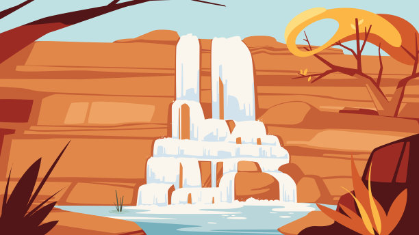 秋天的景色有瀑布图片下载