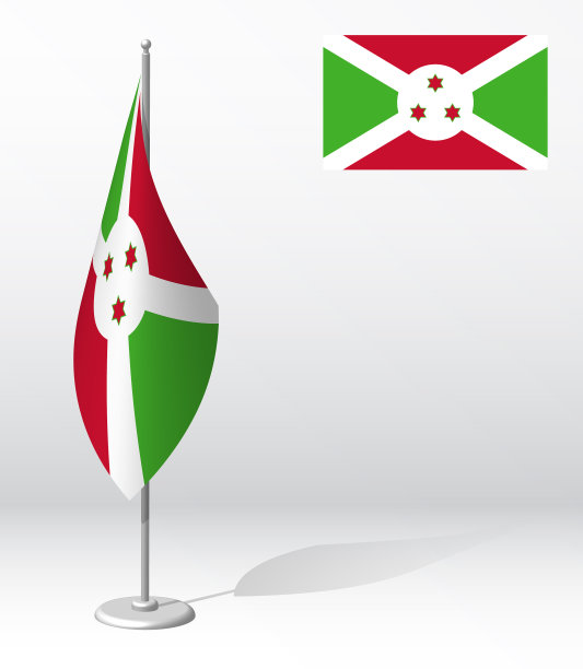 布隆迪国旗在旗杆上登记图片下载