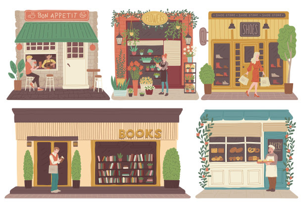 人们在城市街道的咖啡馆前图片下载