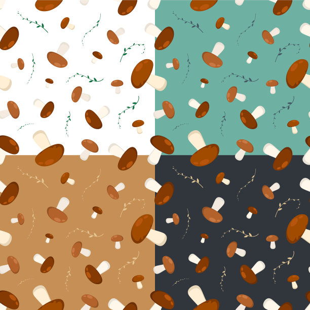 一套无缝图案与食用蘑菇图片下载