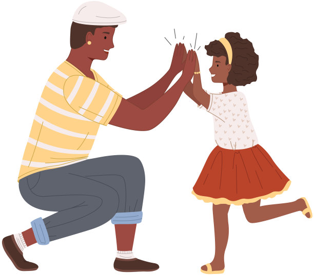 穿着便服的男人和他的孩子互相问候图片下载