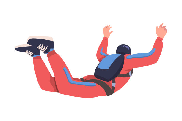 人跳伞和自由落体在空中降落在地球矢量插图图片下载