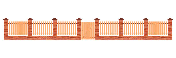 砖木栅栏砖木栅栏门为屏障图片下载