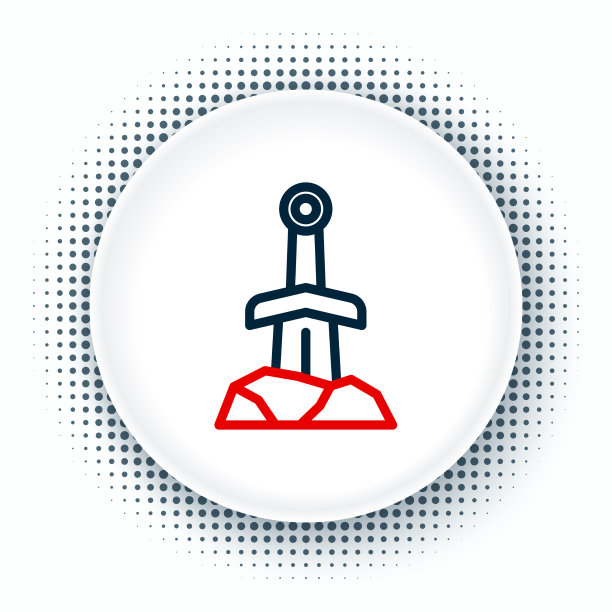 线剑在白石上孤立图标图片下载