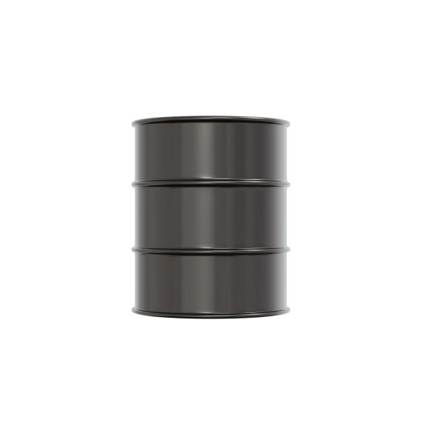 白底孤立的石油油桶容器桶的三维绘制。3D渲染插图卡通风格。图片下载