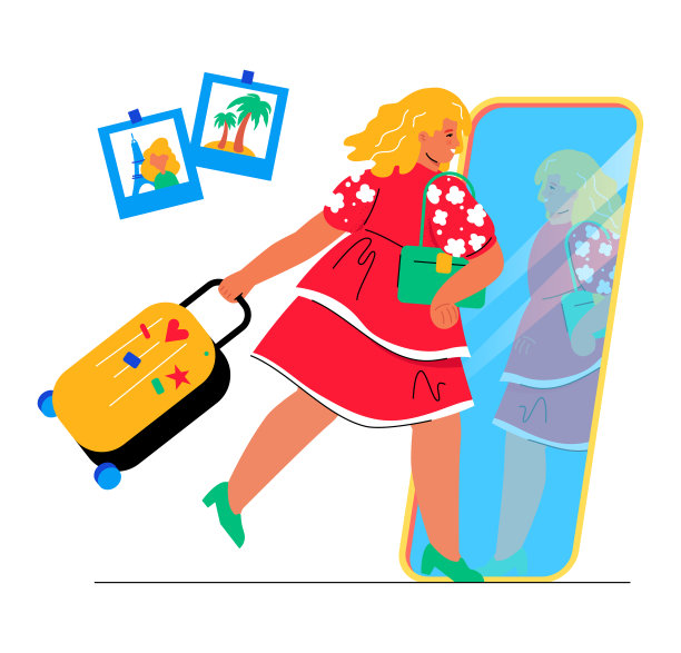 去度假-现代多彩的平面设计风格插图图片下载