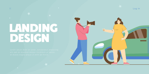 摄影师拍摄的快乐女孩与新车图片下载