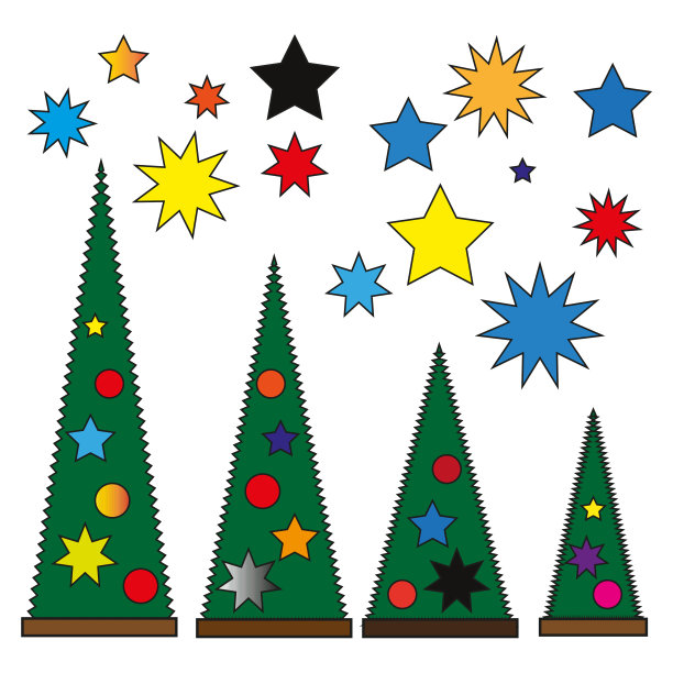 精美风格的圣诞树玩具。圣诞快乐。卡通矢量插图。库存图片。图片下载