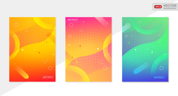 文摘覆盖集。矢量彩色明亮的背景收集。波普艺术与最小的设计海报，销售广告，横幅，标语牌，传单图片下载