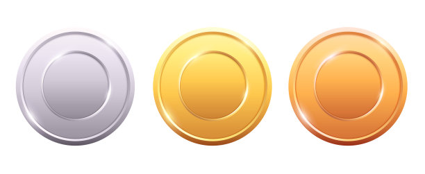 金牌标志集合。一套闪亮的圆形奖项在金，银和青铜金属颜色。豪华框架，装饰标志。孤立的抽象图形设计模板图片下载