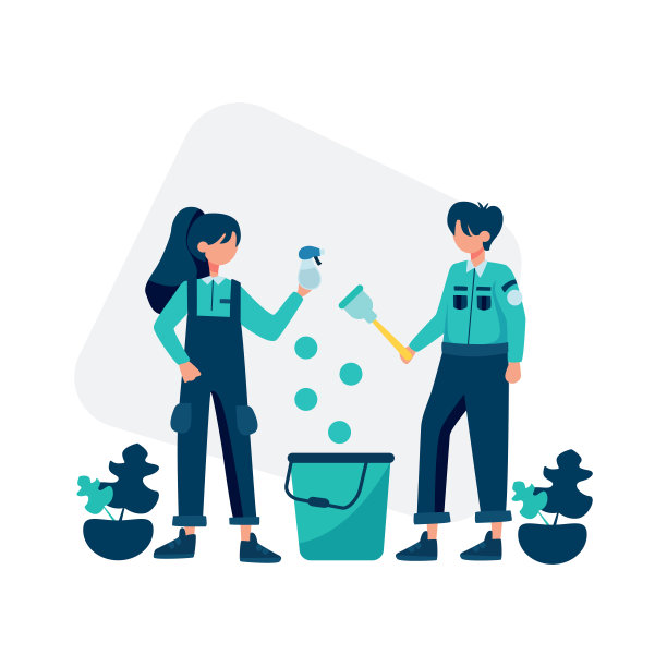 清洁服务清洁并维护房间矢量图图片下载