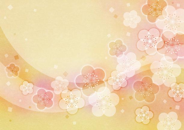 日本纸质地的梅花彩带日式贺年卡图片下载