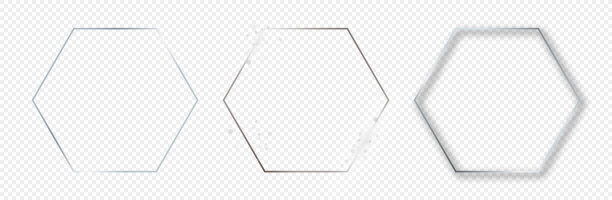 银色发光六边形框架图片下载