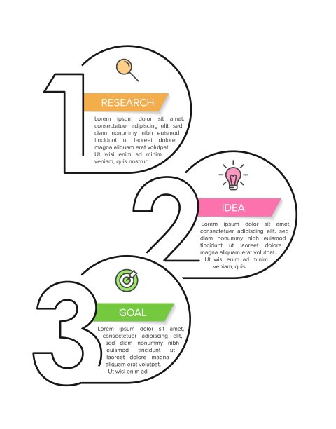 垂直信息图形设计与图标和3个选项或步骤。细线。信息图的业务概念。可用于信息图形、流程图、演示文稿、移动网站、印刷材料。图片下载