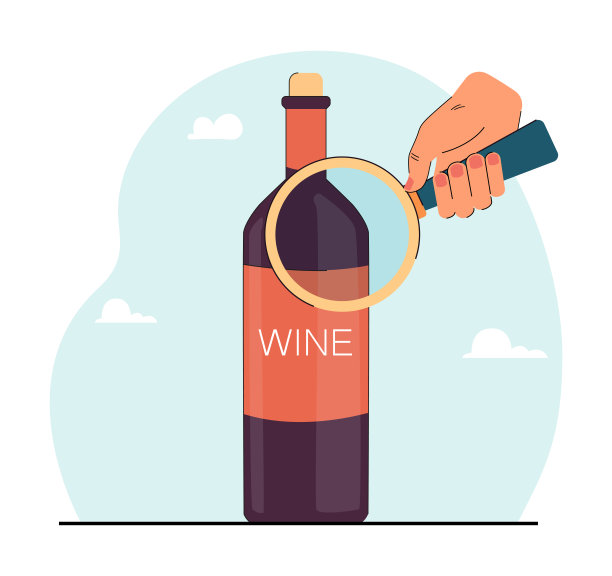 手拿放大镜检查酒瓶图片下载