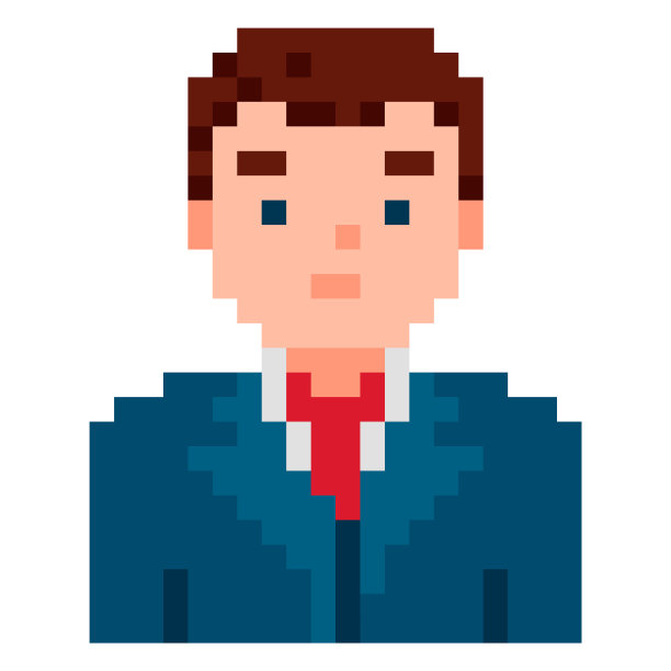 办公室人像素游戏风格的插图。商人被隔离在白底。工作矢量像素艺术。8位字符图标。图片下载