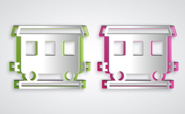 剪纸客车车厢图标孤立上图片下载