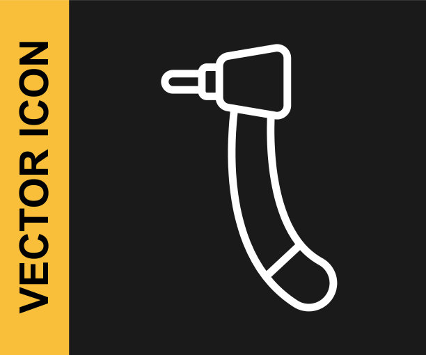 白线牙钻图标孤立在黑色上图片下载