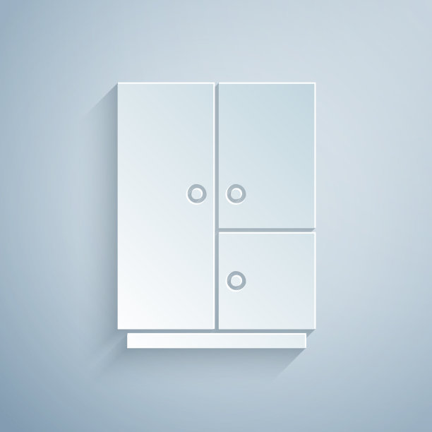 剪纸衣柜图标孤立在灰色上图片下载