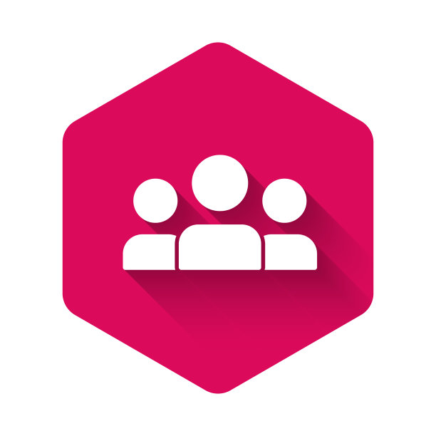 白色用户组图标隔离用长阴影图片下载