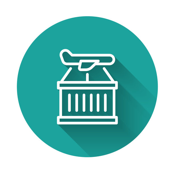 白色线平面图标孤立与长阴影图片下载