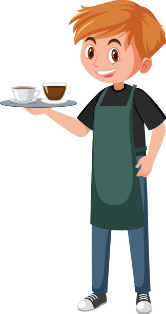 白色背景的咖啡人卡通人物图片下载