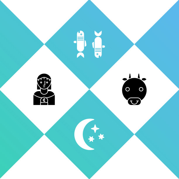 设置占星术女人月亮和星星双鱼座十二宫图片下载