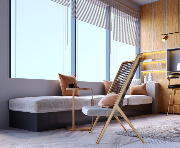 3d渲染，3d插画，室内场景和模型，吧台室内，壁挂式沙发。图片下载