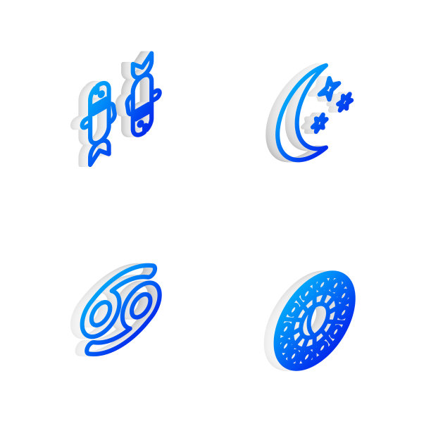 设置等距线月亮和星星双鱼座黄道图片下载