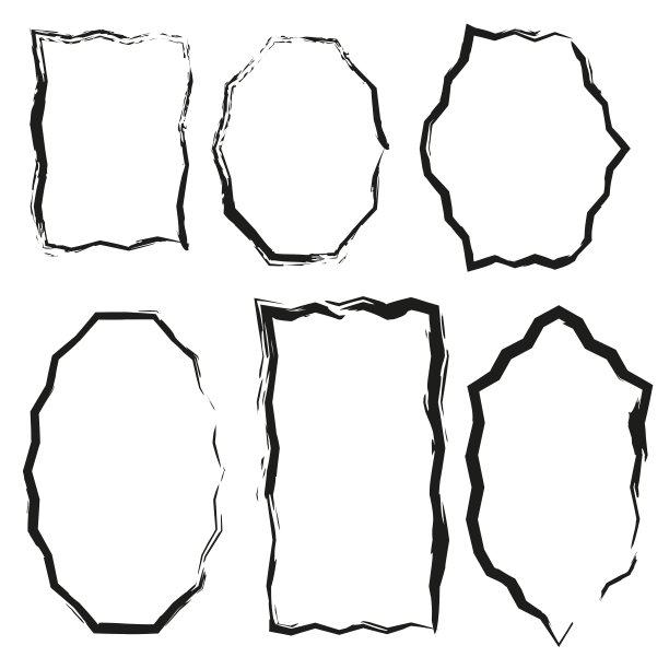 画笔框架各种形状。刷纹理。矢量插图。股票的形象。图片下载