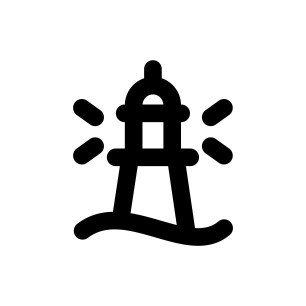 简单的灯塔图标，矢量轮廓图标在白色背景。图片下载